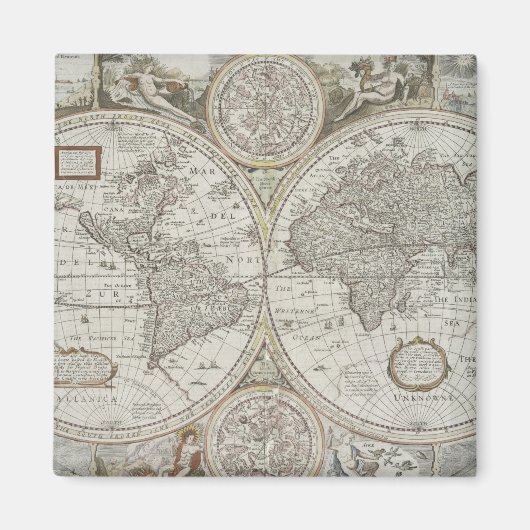 Kaart van de wereld | 1676 magneet (Voorkant)