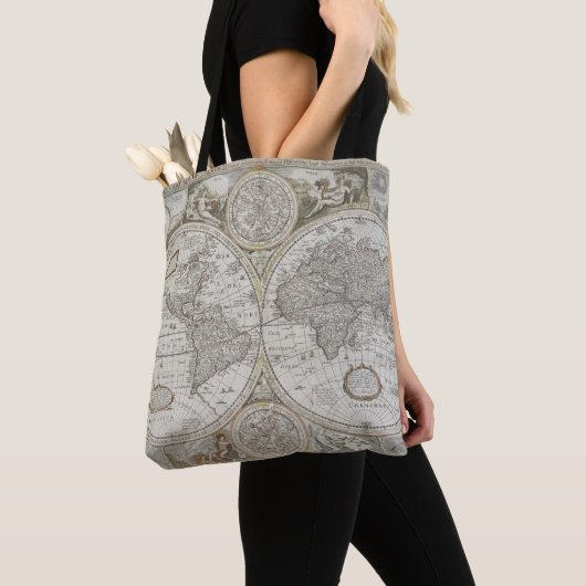 Kaart van de wereld | 1676 tote bag (Dichtbij)
