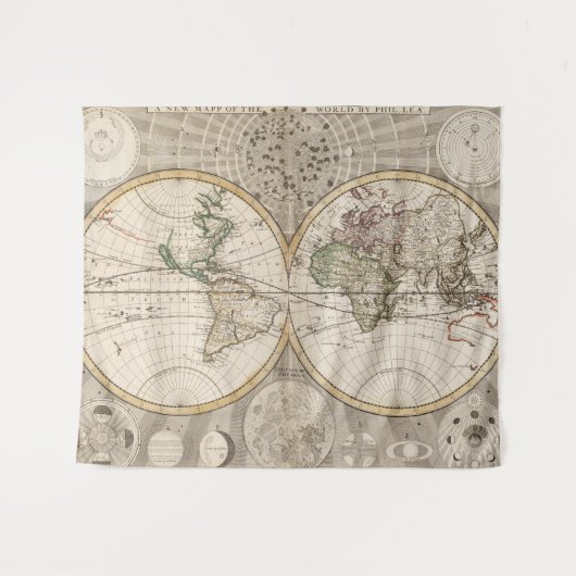 kaart van de wereld (1687) wandkleed (Voorkant (horizontaal))