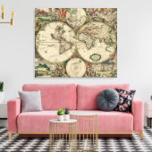 Kaart van de wereld 1689 - door Gerard Van Schagen Canvas Afdruk (Insitu (Woonkamer))