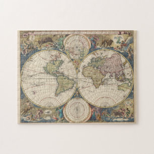  kaart van de wereld (1690) legpuzzel