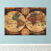  kaart van de wereld (1730) - Stijlvol Canvas Afdruk (Insitu (Houten vloer))