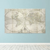 Kaart van de wereld | 1736 canvas afdruk (Insitu (Houten vloer))