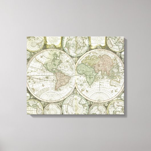 Kaart van de wereld | 1744 canvas afdruk (Voorkant)