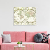 Kaart van de wereld | 1744 canvas afdruk (Insitu (Woonkamer))