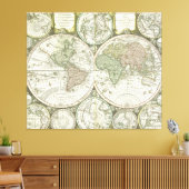 Kaart van de wereld | 1744 canvas afdruk (Insitu (Woonkamer))