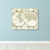 Kaart van de wereld | 1744 canvas afdruk (Insitu (Houten vloer))