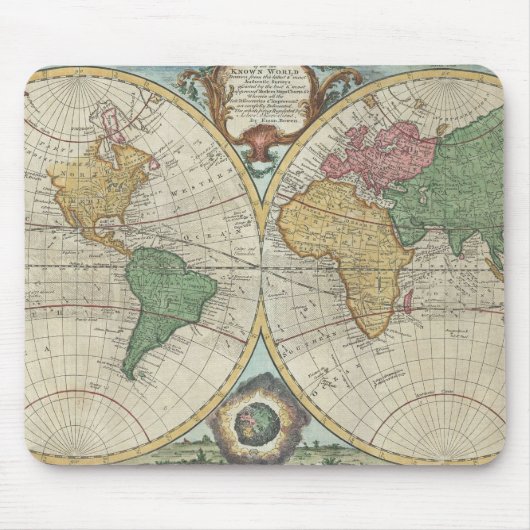 kaart van de wereld (1744) muismat (Voorkant)