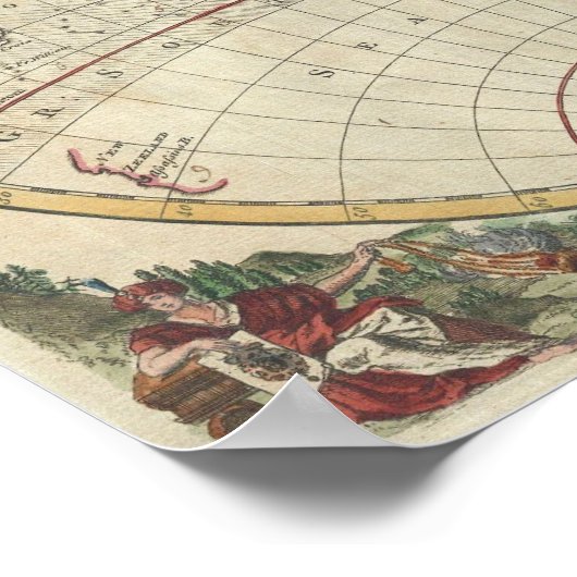 kaart van de wereld (1744) poster (Hoek)