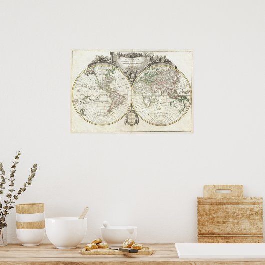  kaart van de wereld (1775) poster (Keuken)