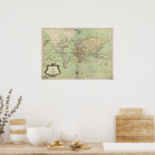 kaart van de wereld (1778) poster (Keuken)