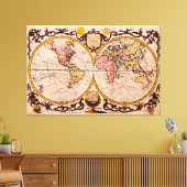  kaart van de wereld (1782) - Stijlvol Canvas Afdruk (Insitu (Woonkamer))