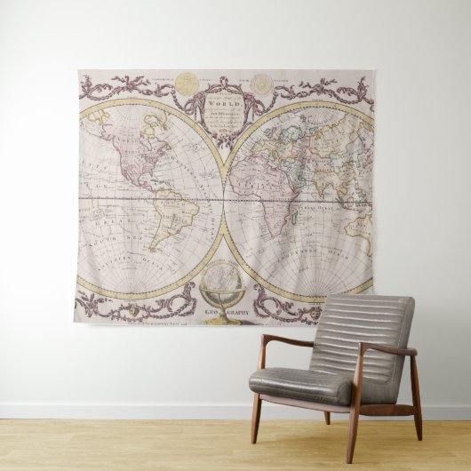  kaart van de wereld (1782) wandkleed (In Situ (horizontaal))