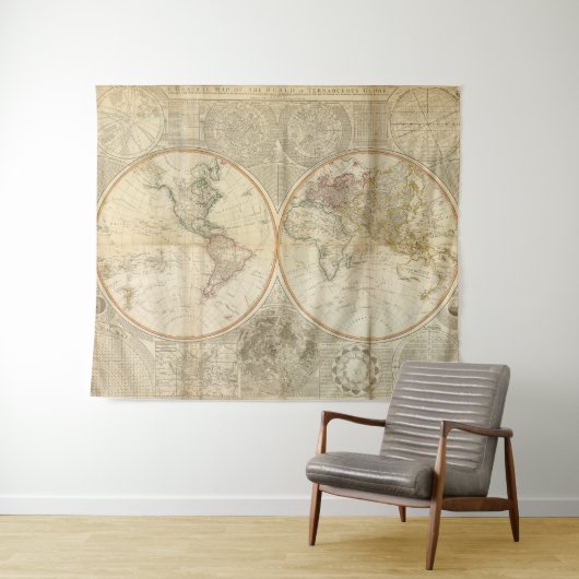  kaart van de wereld (1799) 2 wandkleed (In Situ (horizontaal))