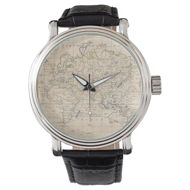  kaart van de wereld (1799) horloge (Voorkant)