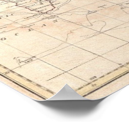 kaart van de wereld (1799) poster (Hoek)