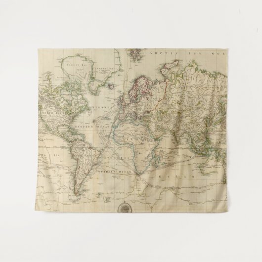  kaart van de wereld (1800) wandkleed (Voorkant (horizontaal))