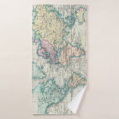 kaart van de wereld (1801) badhanddoek (Badhanddoek)