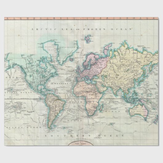  kaart van de wereld (1801) cadeaupapier (Vlak)