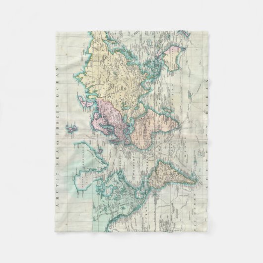  kaart van de wereld (1801) fleece deken (Voorkant)