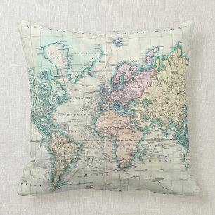 kaart van de wereld (1801) kussen