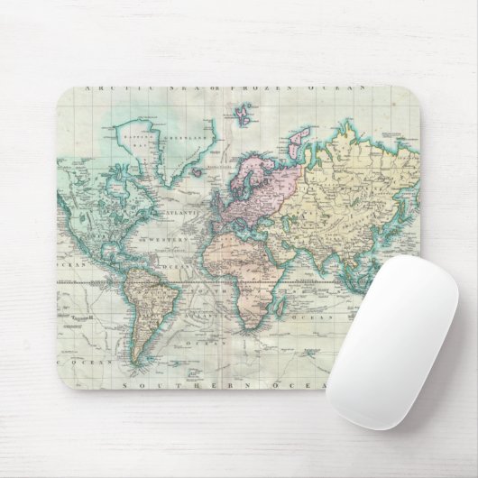 kaart van de wereld (1801) muismat (Met muis)