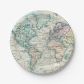  kaart van de wereld (1801) papieren bordje (Voorkant)