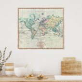  kaart van de wereld (1801) poster (Keuken)