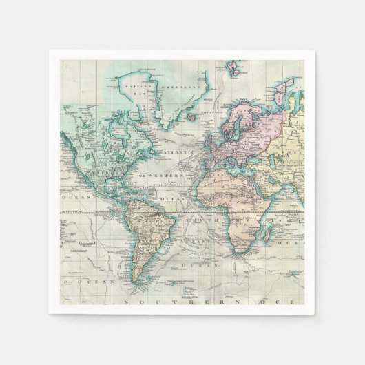 kaart van de wereld (1801) servetten (Voorkant)