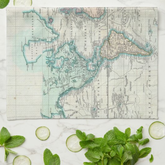  kaart van de wereld (1801) theedoek (Gevouwen)