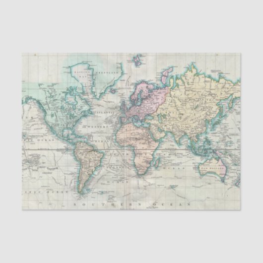  kaart van de wereld (1801) tissuepapier (Voorkant)