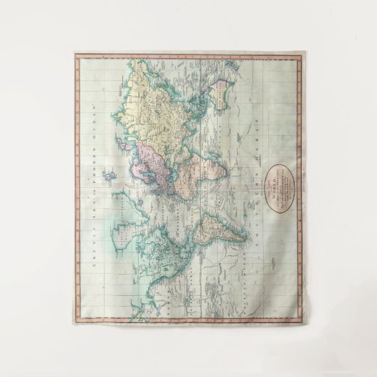  kaart van de wereld (1801) wandkleed (Voorkant)