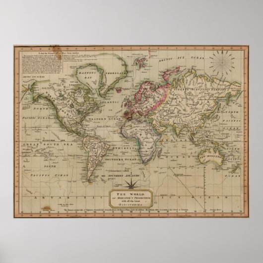 kaart van de wereld (1814) poster (Voorkant)