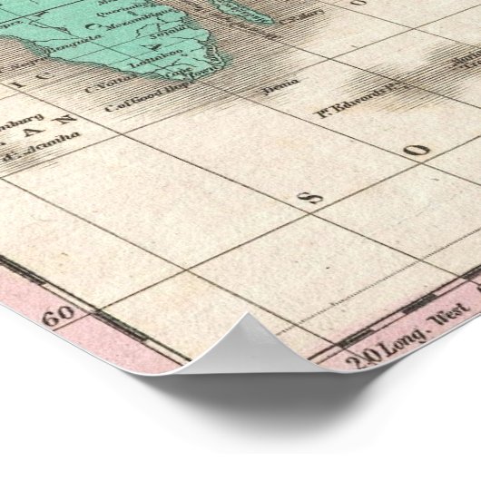  kaart van de wereld (1827) poster (Hoek)