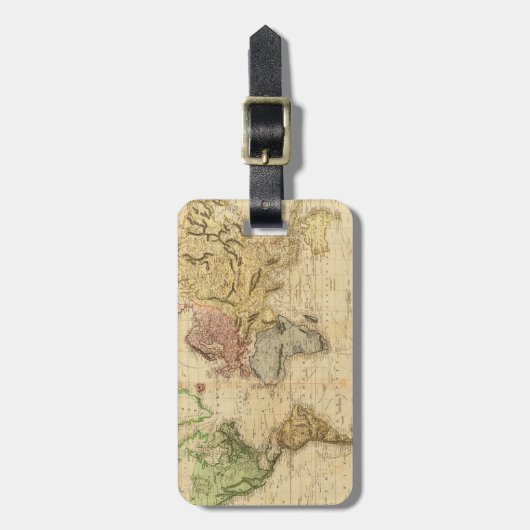  kaart van de wereld (1831) bagagelabel (Voorkant verticaal)