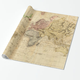  kaart van de wereld (1831) cadeaupapier