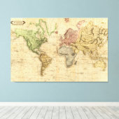 kaart van de wereld (1831) canvas afdruk (Insitu (Houten vloer))