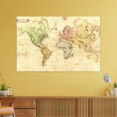 kaart van de wereld (1831) canvas afdruk (Insitu (Woonkamer))