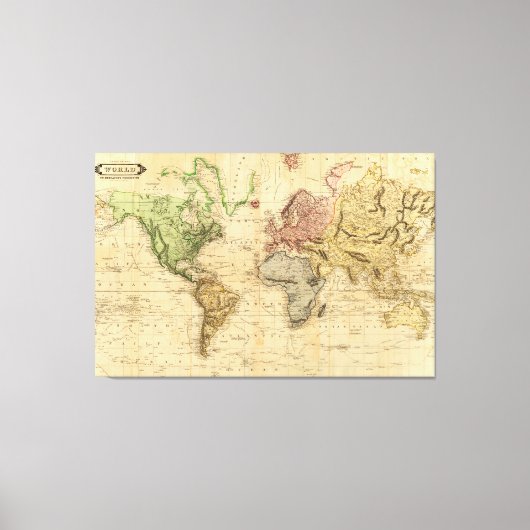 kaart van de wereld (1831) canvas afdruk (Voorkant)