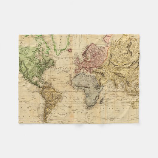 kaart van de wereld (1831) fleece deken (Voorkant (Horizontaal))