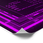 kaart van de wereld (1833): zwart en Paars Poster (Hoek)