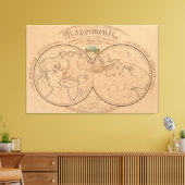  kaart van de wereld (1839) canvas afdruk (Insitu (Woonkamer))
