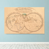  kaart van de wereld (1839) canvas afdruk (Insitu (Houten vloer))