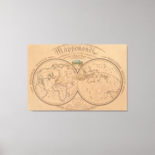  kaart van de wereld (1839) canvas afdruk (Voorkant)