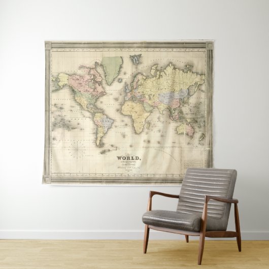  kaart van de wereld (1840) wandkleed (In Situ (horizontaal))