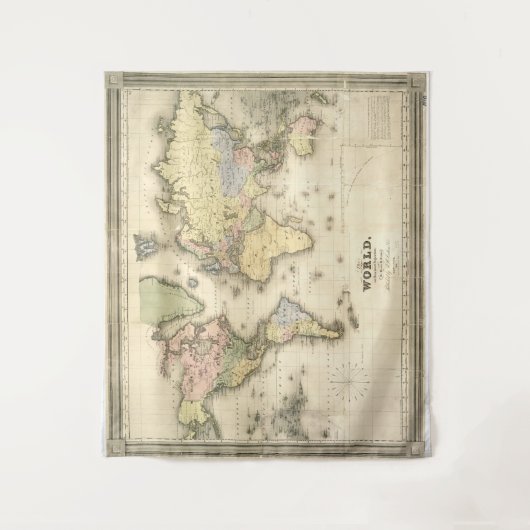 kaart van de wereld (1840) wandkleed (Voorkant)