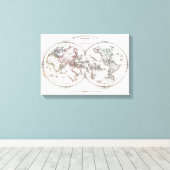  kaart van de wereld (1848) canvas afdruk (Insitu (Houten vloer))