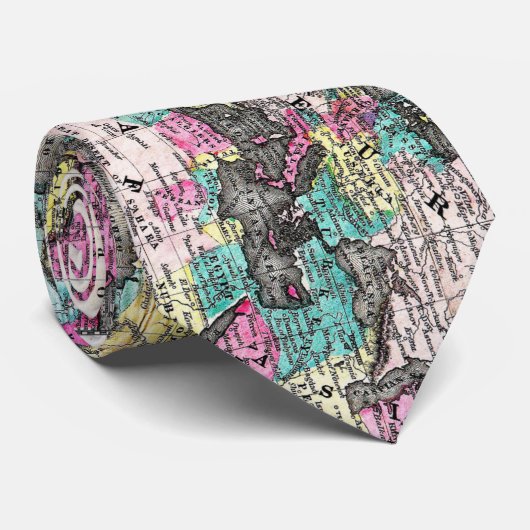  kaart van de wereld (1852) - Stijlvol Stropdas (Opgerold)