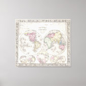  kaart van de wereld (1864) 3 canvas afdruk (Voorkant)