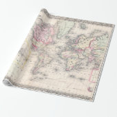  kaart van de wereld (1864) cadeaupapier (Uitgerold)
